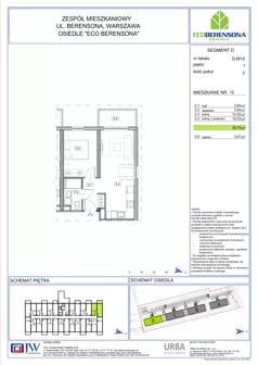2 pokoje, mieszkanie 36,73 m², piętro 2, oferta nr 15-D, Eco Berensona 2, Warszawa, Białołęka, Grodzisk, ul. Leona Berensona 124
