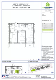 3 pokoje, mieszkanie 56,52 m², piętro 2, oferta nr 17-D, Eco Berensona 2, Warszawa, Białołęka, Grodzisk, ul. Leona Berensona 124