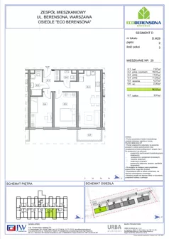 3 pokoje, mieszkanie 56,52 m², piętro 3, oferta nr 29-D, Eco Berensona 2, Warszawa, Białołęka, Grodzisk, ul. Leona Berensona 124