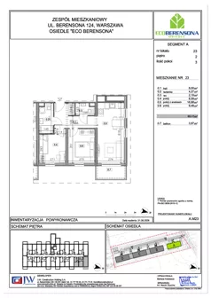 3 pokoje, mieszkanie 49,41 m², piętro 2, oferta nr A-23, Eco Berensona 2, Warszawa, Białołęka, Grodzisk, ul. Leona Berensona 124