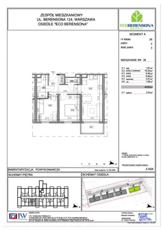 3 pokoje, mieszkanie 48,09 m², piętro 2, oferta nr A-26, Eco Berensona 2, Warszawa, Białołęka, Grodzisk, ul. Leona Berensona 124