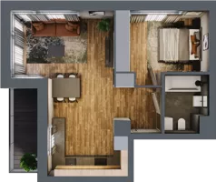 2 pokoje, mieszkanie 46,09 m², parter, oferta nr B.1.1, Osiedle Kwintet, Warszawa, Białołęka, Grodzisk, ul. Podwójna 2, 4, 6, 8, 10