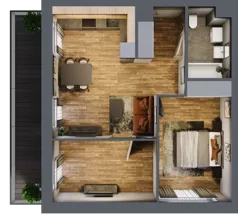 3 pokoje, mieszkanie 50,58 m², parter, oferta nr B.1.2, Osiedle Kwintet, Warszawa, Białołęka, Grodzisk, ul. Podwójna 2, 4, 6, 8, 10