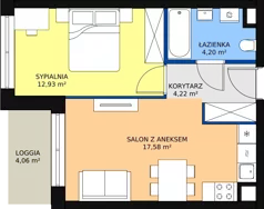 2 pokoje, mieszkanie 38,93 m², parter, oferta nr B.1.3, Osiedle Kwintet, Warszawa, Białołęka, Grodzisk, ul. Podwójna 2, 4, 6, 8, 10