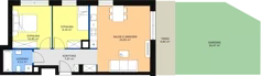 3 pokoje, mieszkanie 56,78 m², parter, oferta nr B.1.6, Osiedle Kwintet, Warszawa, Białołęka, Grodzisk, ul. Podwójna 2, 4, 6, 8, 10
