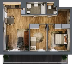 3 pokoje, mieszkanie 59,98 m², piętro 1, oferta nr B.1.11, Osiedle Kwintet, Warszawa, Białołęka, Grodzisk, ul. Podwójna 2, 4, 6, 8, 10