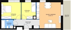3 pokoje, mieszkanie 59,33 m², piętro 1, oferta nr B.1.12, Osiedle Kwintet, Warszawa, Białołęka, Grodzisk, ul. Podwójna 2, 4, 6, 8, 10
