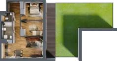 3 pokoje, mieszkanie 59,98 m², piętro 1, oferta nr B.1.11, Osiedle Kwintet, Warszawa, Białołęka, Grodzisk, ul. Podwójna 2, 4, 6, 8, 10
