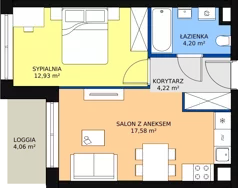 2 pokoje, mieszkanie 38,93 m², piętro 1, oferta nr B.2.8, Osiedle Kwintet, Warszawa, Białołęka, Grodzisk, ul. Podwójna 2, 4, 6, 8, 10