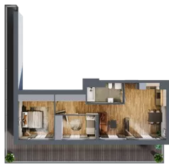 3 pokoje, mieszkanie 58,23 m², piętro 3, oferta nr B.2.18, Osiedle Kwintet, Warszawa, Białołęka, Grodzisk, ul. Podwójna 2, 4, 6, 8, 10