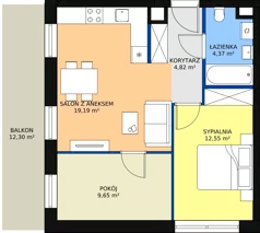 3 pokoje, mieszkanie 50,58 m², piętro 2, oferta nr B.3.14, Osiedle Kwintet, Warszawa, Białołęka, Grodzisk, ul. Podwójna 2, 4, 6, 8, 10