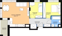 3 pokoje, mieszkanie 59,98 m², piętro 1, oferta nr B.4.7, Osiedle Kwintet, Warszawa, Białołęka, Grodzisk, ul. Podwójna 2, 4, 6, 8, 10