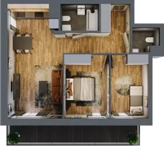 3 pokoje, mieszkanie 58,36 m², piętro 1, oferta nr B.4.11, Osiedle Kwintet, Warszawa, Białołęka, Grodzisk, ul. Podwójna 2, 4, 6, 8, 10