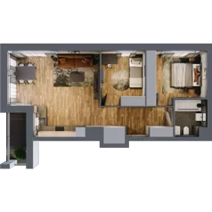 3 pokoje, mieszkanie 59,98 m², piętro 2, oferta nr B.4.13, Osiedle Kwintet, Warszawa, Białołęka, Grodzisk, ul. Podwójna 2, 4, 6, 8, 10