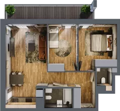 3 pokoje, mieszkanie 59,98 m², piętro 2, oferta nr B.4.14, Osiedle Kwintet, Warszawa, Białołęka, Grodzisk, ul. Podwójna 2, 4, 6, 8, 10