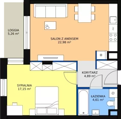 2 pokoje, mieszkanie 49,63 m², piętro 2, oferta nr B.4.16, Osiedle Kwintet, Warszawa, Białołęka, Grodzisk, ul. Podwójna 2, 4, 6, 8, 10