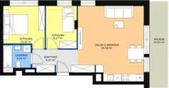 3 pokoje, mieszkanie 59,98 m², piętro 3, oferta nr B.4.24, Osiedle Kwintet, Warszawa, Białołęka, Grodzisk, ul. Podwójna 2, 4, 6, 8, 10