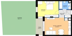 2 pokoje, mieszkanie 49,63 m², parter, oferta nr B.5.3, Osiedle Kwintet, Warszawa, Białołęka, Grodzisk, ul. Podwójna 2, 4, 6, 8, 10
