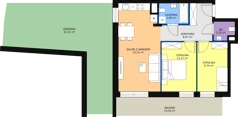 3 pokoje, mieszkanie 58,84 m², parter, oferta nr B.5.5, Osiedle Kwintet, Warszawa, Białołęka, Grodzisk, ul. Podwójna 2, 4, 6, 8, 10