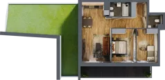 3 pokoje, mieszkanie 58,36 m², piętro 1, oferta nr B.4.11, Osiedle Kwintet, Warszawa, Białołęka, Grodzisk, ul. Podwójna 2, 4, 6, 8, 10