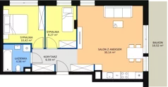 3 pokoje, mieszkanie 59,98 m², piętro 1, oferta nr B.5.12, Osiedle Kwintet, Warszawa, Białołęka, Grodzisk, ul. Podwójna 2, 4, 6, 8, 10