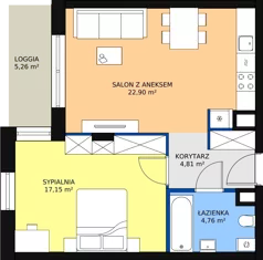 2 pokoje, mieszkanie 49,62 m², piętro 2, oferta nr B.5.16, Osiedle Kwintet, Warszawa, Białołęka, Grodzisk, ul. Podwójna 2, 4, 6, 8, 10