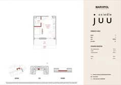 1 pokój, mieszkanie 29,94 m², parter, oferta nr A/M024, Osiedle Juu, Warszawa, Białołęka, Grodzisk, ul. Skarbka z Gór 47