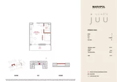 1 pokój, mieszkanie 29,93 m², piętro 2, oferta nr B/M031, Osiedle Juu, Warszawa, Białołęka, Grodzisk, ul. Skarbka z Gór 47