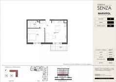 2 pokoje, mieszkanie 45,62 m², piętro 1, oferta nr 3E/M87, Osiedle Senza, Warszawa, Białołęka, Nowodwory, ul. Grzymalitów 3C, 3D, 3E