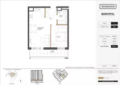 2 pokoje, apartament 43,27 m², piętro 1, oferta nr 1/M02, Sengera 1, Warszawa, Ursynów, Natolin, ul. Mariana Sengera „Cichego” 1