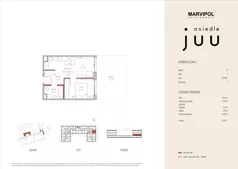 2 pokoje, mieszkanie 34,82 m², parter, oferta nr B/M002, Osiedle Juu, Warszawa, Białołęka, Grodzisk, ul. Skarbka z Gór 47