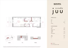 2 pokoje, mieszkanie 51,42 m², parter, oferta nr B/M025, Osiedle Juu, Warszawa, Białołęka, Grodzisk, ul. Skarbka z Gór 47