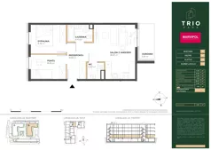 3 pokoje, mieszkanie 53,53 m², parter, oferta nr B/B078, Trio Park, Wrocław, Klecina, Krzyki, ul. Dożynkowa