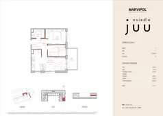 3 pokoje, mieszkanie 49,77 m², piętro 1, oferta nr A/M012, Osiedle Juu, Warszawa, Białołęka, Grodzisk, ul. Skarbka z Gór 47
