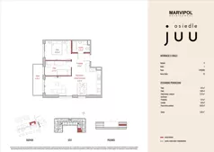 3 pokoje, mieszkanie 56,65 m², piętro 1, oferta nr A/M013, Osiedle Juu, Warszawa, Białołęka, Grodzisk, ul. Skarbka z Gór 47