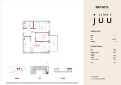 3 pokoje, mieszkanie 49,79 m², piętro 2, oferta nr A/M019, Osiedle Juu, Warszawa, Białołęka, Grodzisk, ul. Skarbka z Gór 47