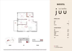 3 pokoje, mieszkanie 56,85 m², piętro 1, oferta nr B/M013, Osiedle Juu, Warszawa, Białołęka, Grodzisk, ul. Skarbka z Gór 47