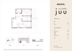 3 pokoje, mieszkanie 56,65 m², piętro 1, oferta nr A/M013, Osiedle Juu, Warszawa, Białołęka, Grodzisk, ul. Skarbka z Gór 47