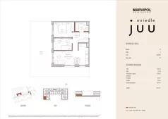3 pokoje, mieszkanie 49,77 m², piętro 1, oferta nr A/M012, Osiedle Juu, Warszawa, Białołęka, Grodzisk, ul. Skarbka z Gór 47