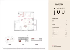 3 pokoje, mieszkanie 56,79 m², piętro 2, oferta nr B/M050, Osiedle Juu, Warszawa, Białołęka, Grodzisk, ul. Skarbka z Gór 47