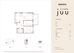 3 pokoje, mieszkanie 55,92 m², piętro 1, oferta nr C/M014, Osiedle Juu, Warszawa, Białołęka, Grodzisk, ul. Skarbka z Gór 47