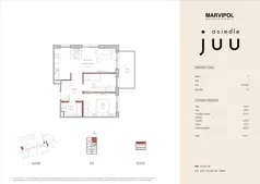 3 pokoje, mieszkanie 55,97 m², piętro 2, oferta nr C/M021, Osiedle Juu, Warszawa, Białołęka, Grodzisk, ul. Skarbka z Gór 47