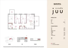 4 pokoje, mieszkanie 74,53 m², piętro 1, oferta nr A/M009, Osiedle Juu, Warszawa, Białołęka, Grodzisk, ul. Skarbka z Gór 47