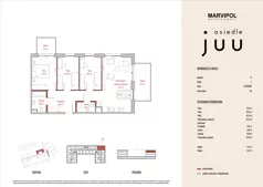 4 pokoje, mieszkanie 74,67 m², piętro 2, oferta nr A/M016, Osiedle Juu, Warszawa, Białołęka, Grodzisk, ul. Skarbka z Gór 47