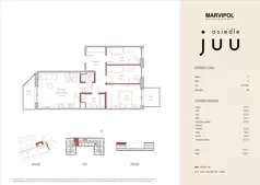 4 pokoje, mieszkanie 70,18 m², piętro 2, oferta nr A/M048, Osiedle Juu, Warszawa, Białołęka, Grodzisk, ul. Skarbka z Gór 47