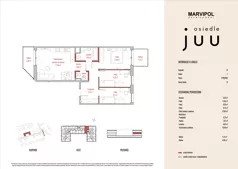 4 pokoje, mieszkanie 70,48 m², piętro 1, oferta nr B/M008, Osiedle Juu, Warszawa, Białołęka, Grodzisk, ul. Skarbka z Gór 47