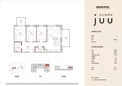 4 pokoje, mieszkanie 75,03 m², piętro 1, oferta nr B/M009, Osiedle Juu, Warszawa, Białołęka, Grodzisk, ul. Skarbka z Gór 47