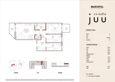 4 pokoje, mieszkanie 70,38 m², piętro 2, oferta nr B/M015, Osiedle Juu, Warszawa, Białołęka, Grodzisk, ul. Skarbka z Gór 47