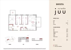 4 pokoje, mieszkanie 75,08 m², piętro 2, oferta nr B/M016, Osiedle Juu, Warszawa, Białołęka, Grodzisk, ul. Skarbka z Gór 47