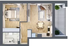 2 pokoje, mieszkanie 43,69 m², piętro 2, oferta nr 9C.M9, Willa Magnolia, Siechnice, ul. Magnoliowa